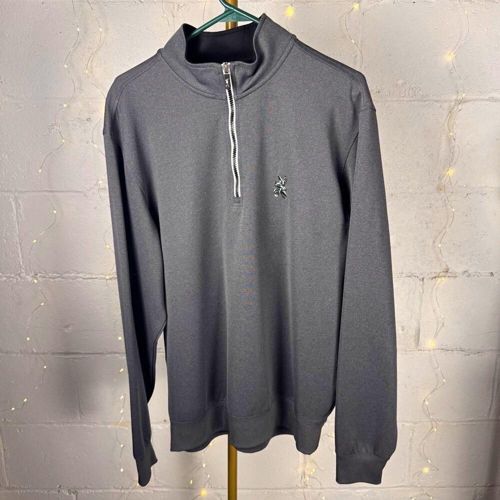 fairway & greene men's L gray quarter zip performance pullover stretch